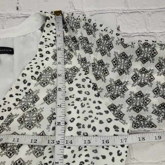 White House Black Market Mixed Print Tiered Blouson Dress size XXS - Picture 3 of 12